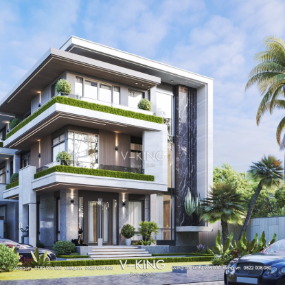 Mẫu thiết kế nhà villa đẹp 3 tầng 